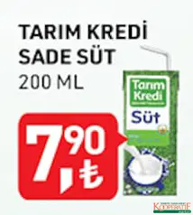 TARIM KREDİ SADE SÜT 200 ML TARIM KREDİ SADE SÜT 200 ML
